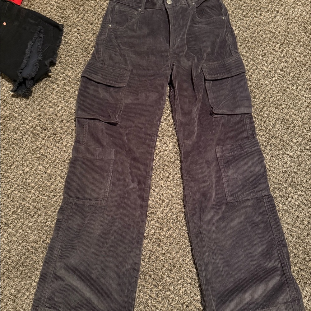 Gray Corduroy Cargo Pants